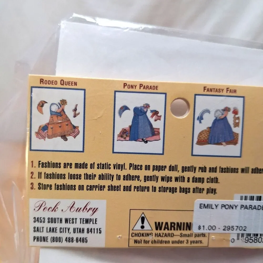 Vintage KIDOODLES Vinyl Cling Doll Girl on Horse 4 Clothing Sets Peck Aubry 1996